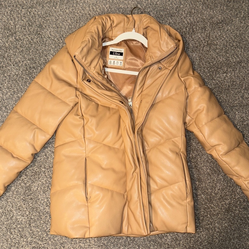 NOWT Abercrombie Tan Puffer Leather Jacket